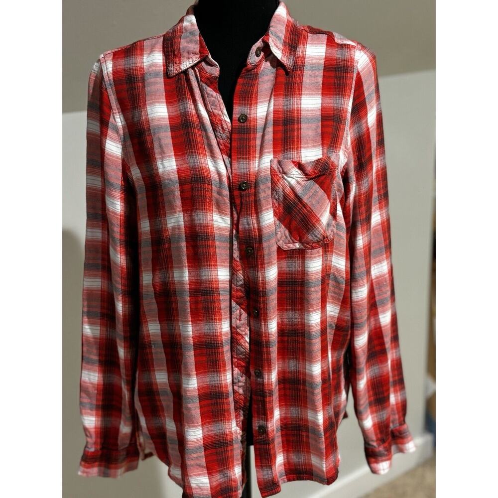 Universal Threads Size M Red Plaid Shirt Cowgirl western‎ Boho Concert workwear